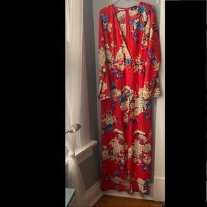 Red Floral Wrap Dress